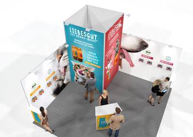 3D Messestandgestaltung Liebesgut Tiernahrungs GmbH, Ansicht von Oben