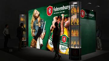 LightWall Beispiel Messestand OCTALUMINA 120 mobil Brauerei Fohrenburg